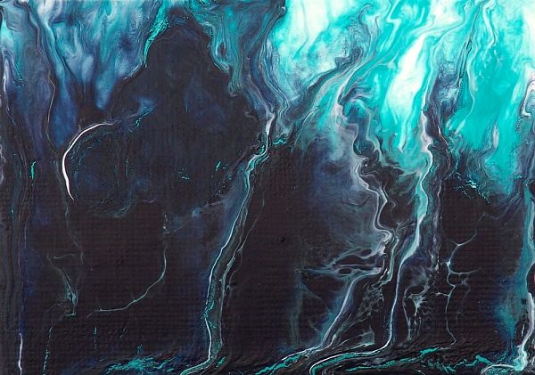 600x421 Ocean Night Storm - Navy Blue Painting