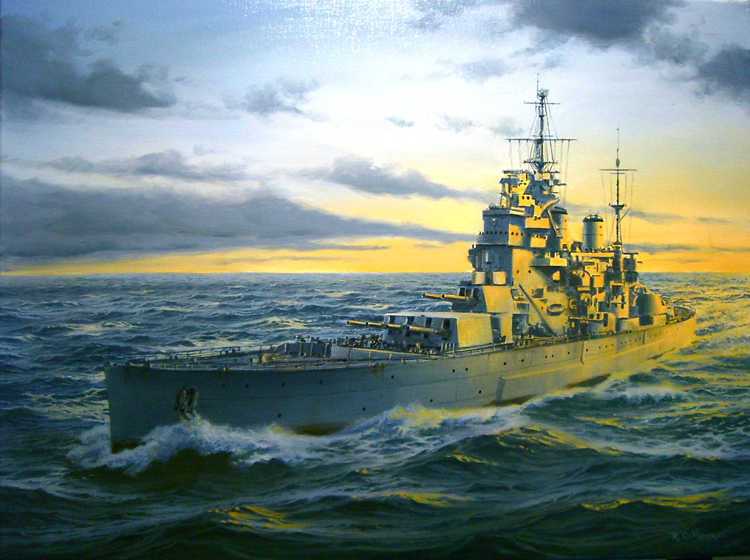 750x560 Oil Painting Of The Hms King George - Navy Painting