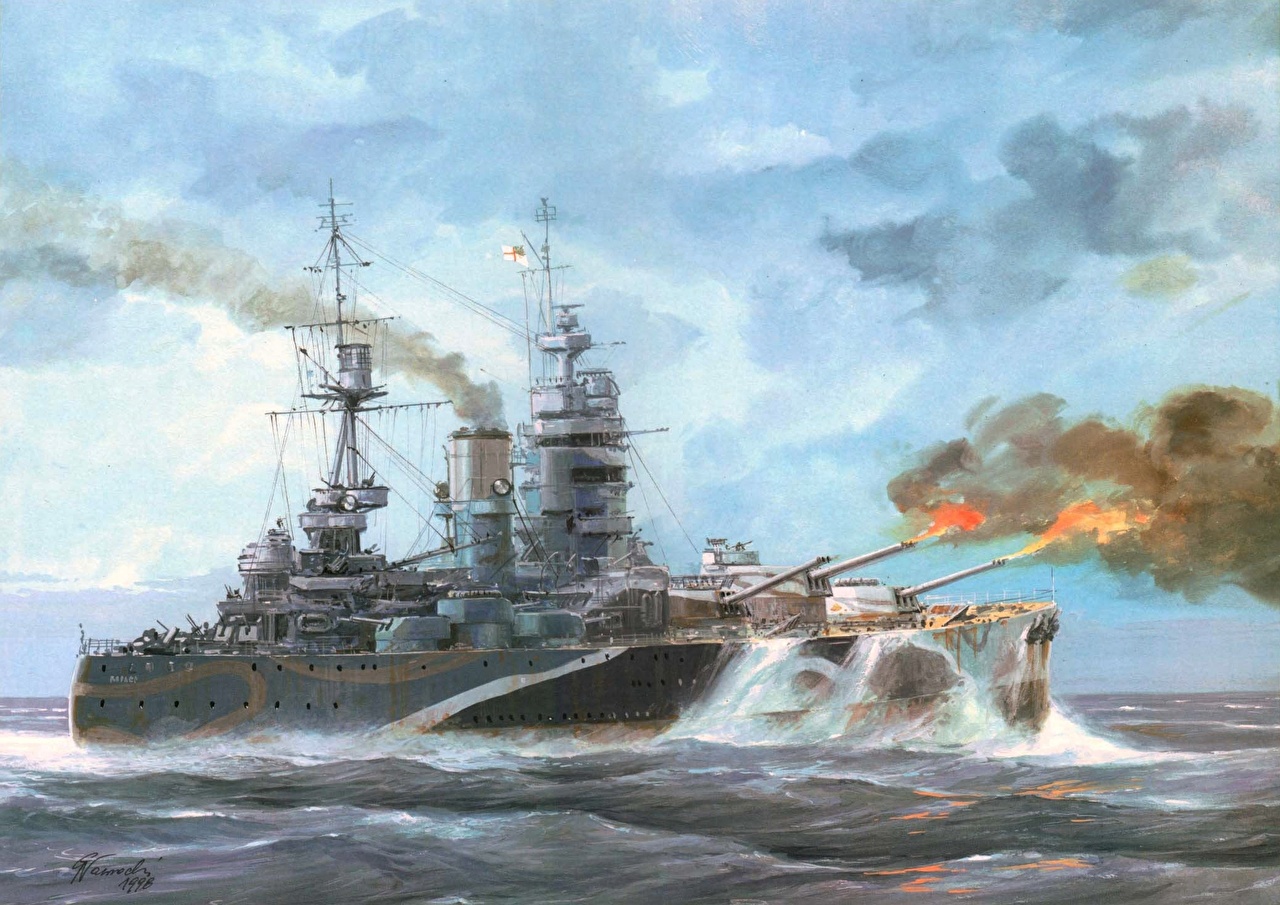 1280x905 Photo Rodney Battleship Royal Navy Ships Painting Art Army - Navy Ship Painting