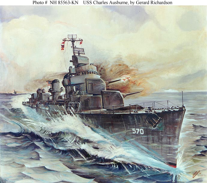 690x610 Usn Ships Uss Charles Ausburne (Dd 570) - Navy Ship Painting