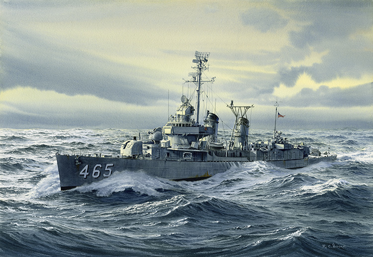 750x517 Watercolor Painting Of The Uss Saufley - Navy Ship Painting