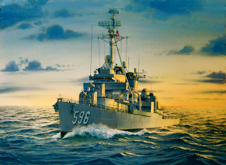 750x549 Watercolor Painting Of The Uss Shields - Navy Ship Painting