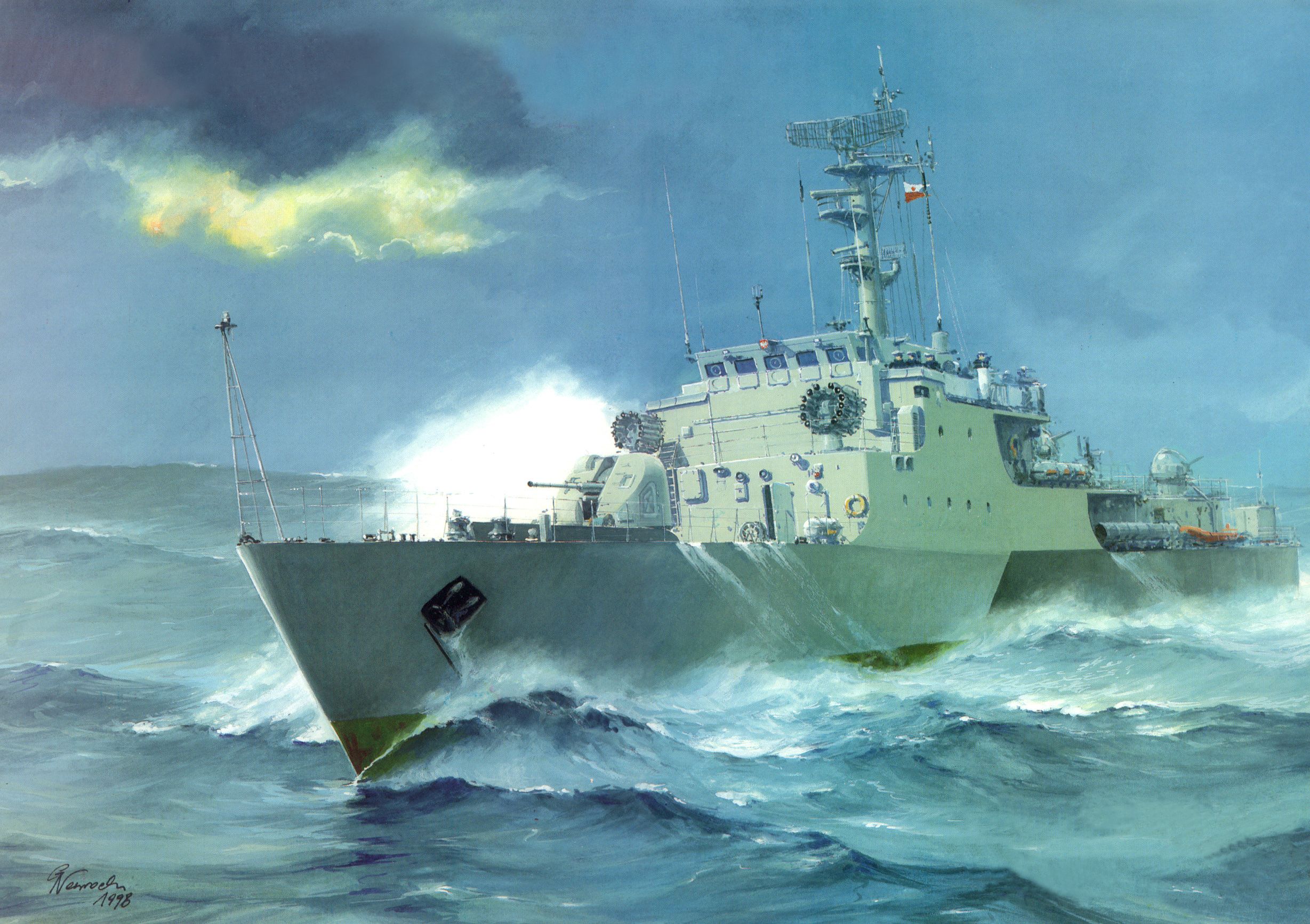 2457x1733 Model Kartonowy - Navy Ship Painting