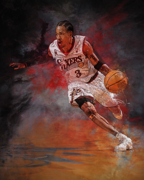 500x625 Allen Iverson Painting Sport Allen Iverson, Nba - Nba Painting