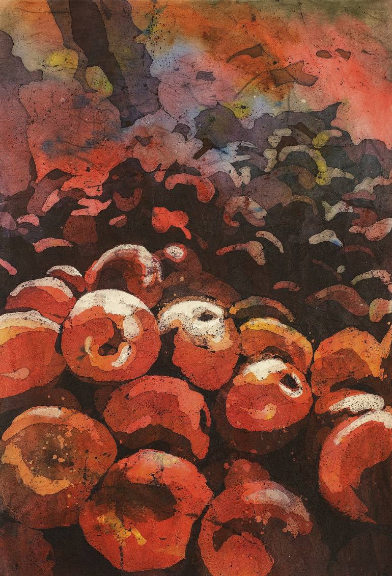 770x1130 Saatchi Art Fine Art Watercolor Batik Painting Of Fruits - Nc Painting