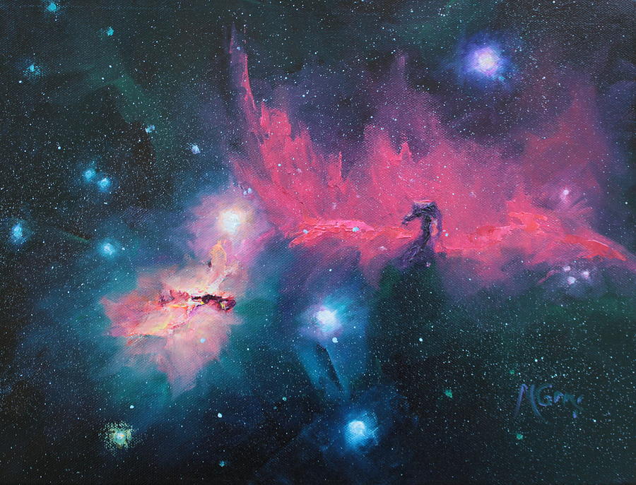 900x687 Horse Nebula Study Painting By Marie Green - Nebula Painting