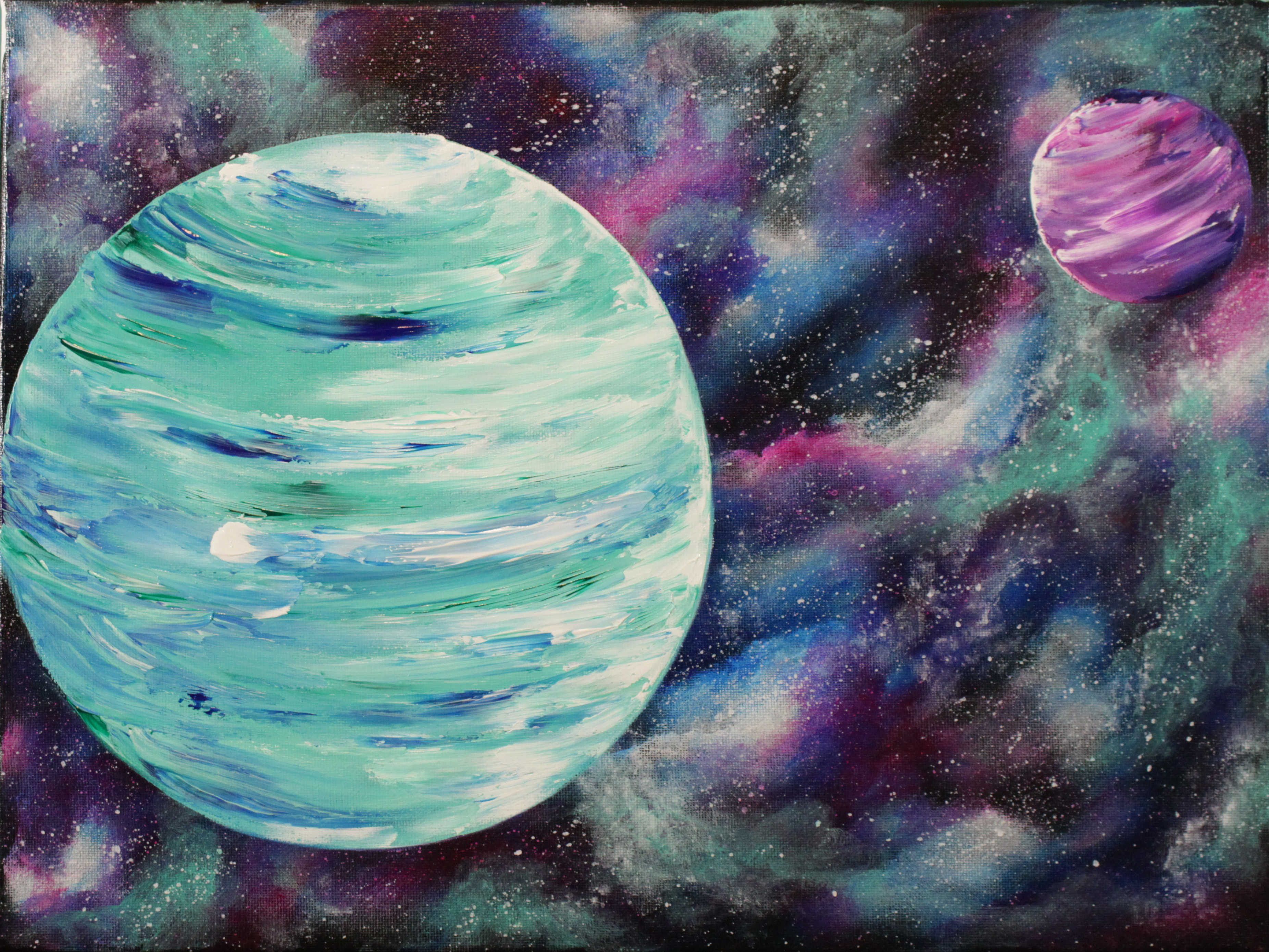 3705x2779 Nebula And Planets Step By Step Acrylic Painting On Canvas - Nebula Painting