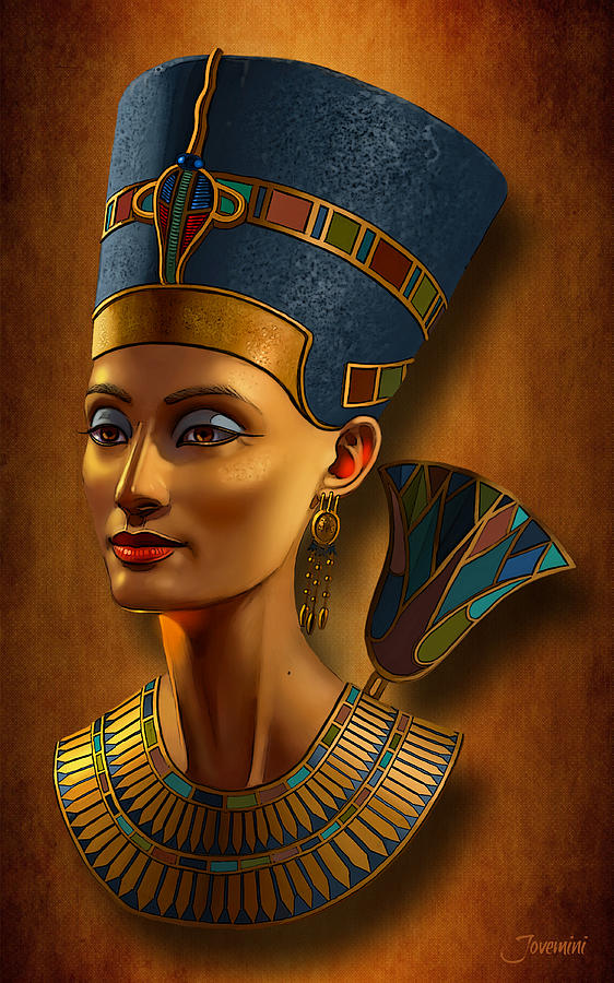 562x900 Nefertiti Egyptian Queen On Papyrus Painting By Jovemini Art - Nefertiti Painting