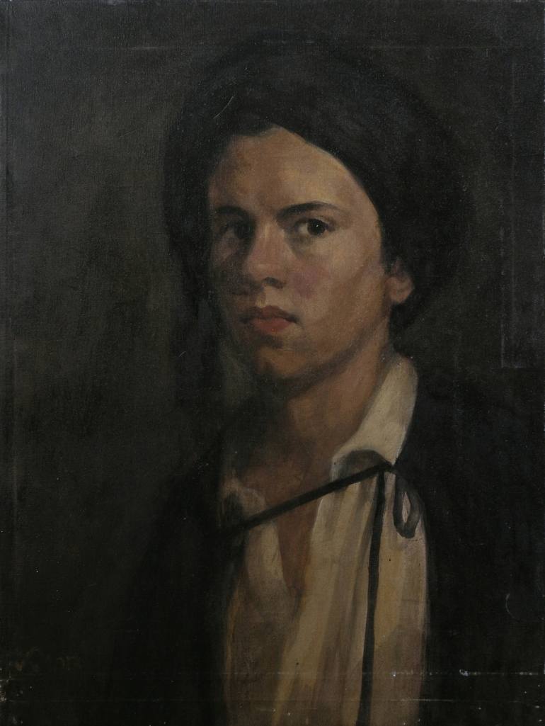 770x1025 Saatchi Art Autorretrato Con Turbante Negro Painting By Silvia - Negro Painting