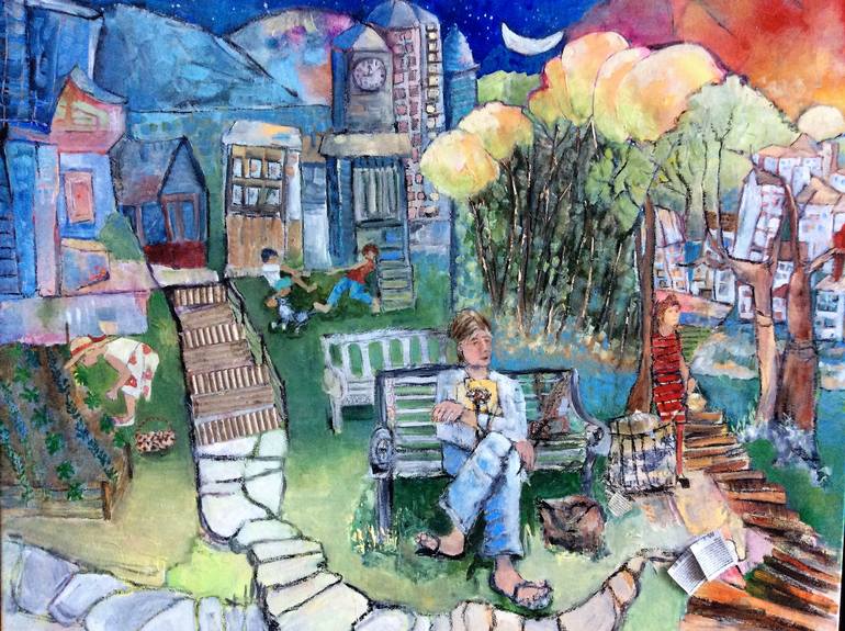 770x575 Saatchi Art Bits And Pieces Of A Neighborhood Painting By Jan Widner - Neighborhood Painting
