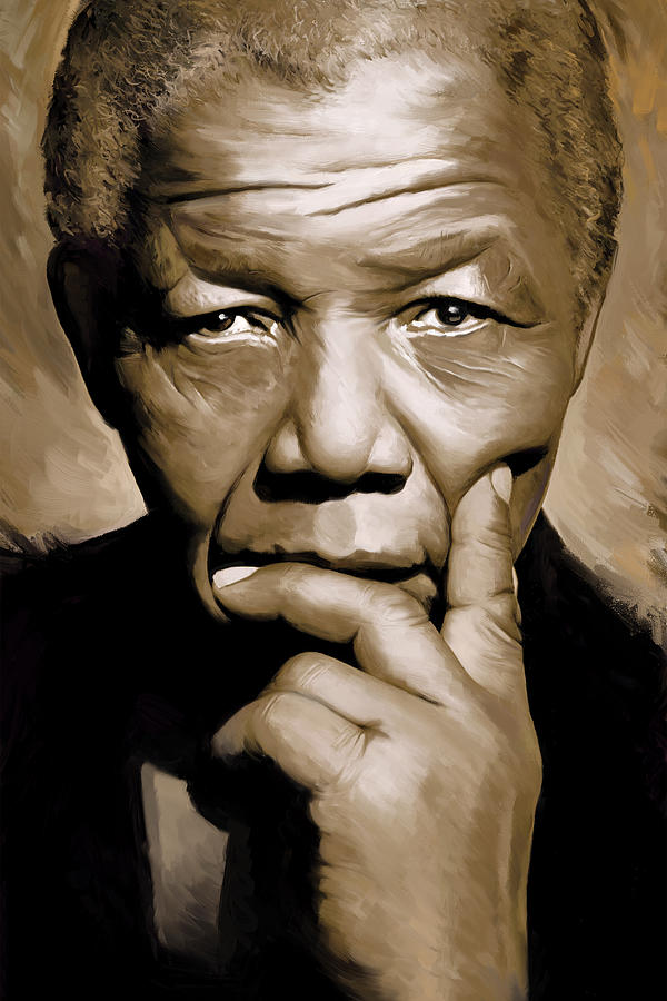 600x900 Nelson Mandelartwork Painting By Sheraz - Nelson Mandela Painting
