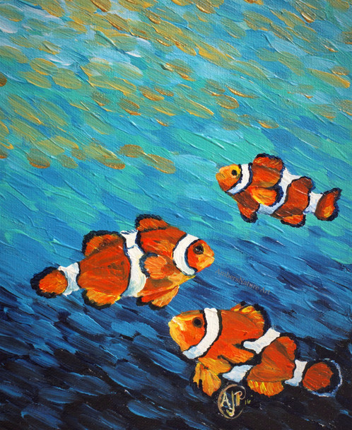 498x608 Nemo And Fam Acrylic Painting By Amber Ruehe - Nemo Painting