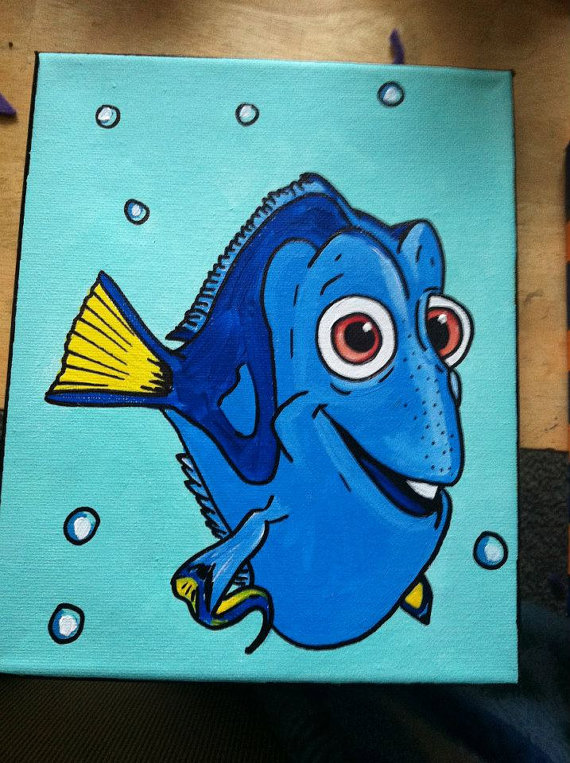 570x763 Finding Nemo Kids Room Or Nursery Paintings On Ready To Hang - Nemo Painting