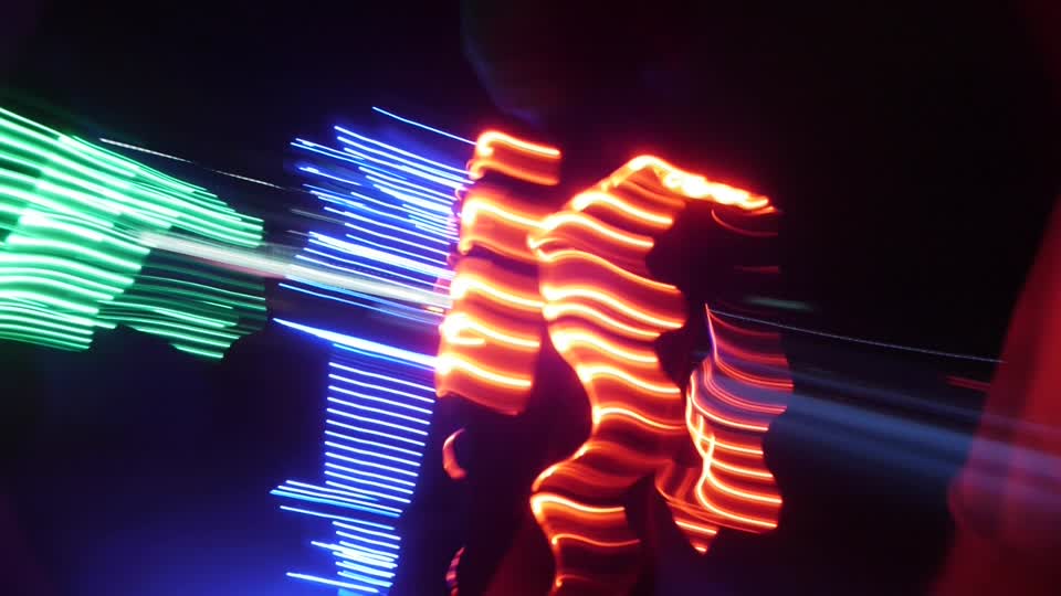 960x540 Light Painting Shutter Effect Hd Stock Video 959 387 125 - Neon Light Painting