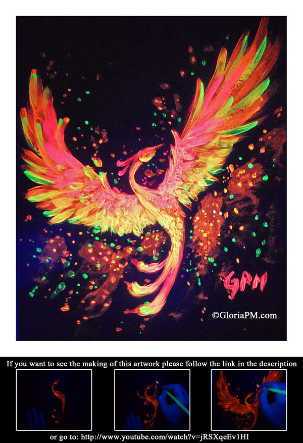 600x877 Neon Painting Phoenix By Gloriapm - Neon Painting