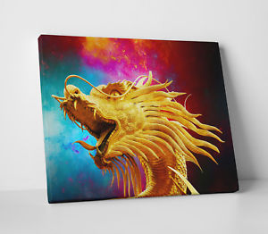 300x262 Neon Coloured Thai Or Chinese Dragon Home Wall Art Canvas Picture - Neon Painting On Canvas