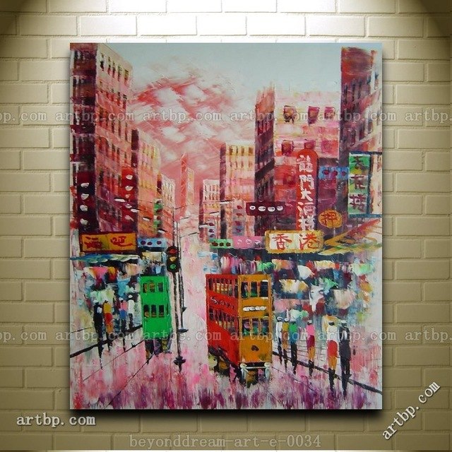 640x640 Neon Light Street Of Hong Kong At Early Twenty Century Oil - Neon Painting On Canvas