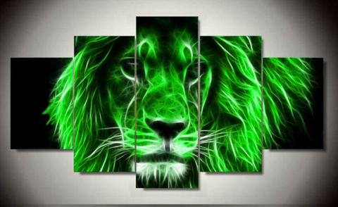480x294 Neon Lion Multi Panel Canvas Wall Art Mighty Paintings - Neon Painting On Canvas