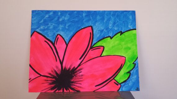 570x321 Original Acrylic Painting Canvas Panel Neon Colors 14x18 Neon - Neon Painting On Canvas