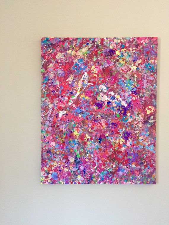 570x760 Textured Action Art Large Neon Painting Splatter Xl Art Original - Neon Painting On Canvas