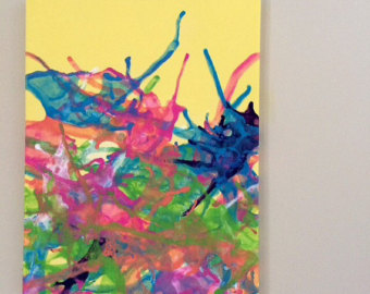 340x270 Abstract Neon Art Fluid Painting Pink Yellow Flow Art Xl - Neon Painting On Canvas