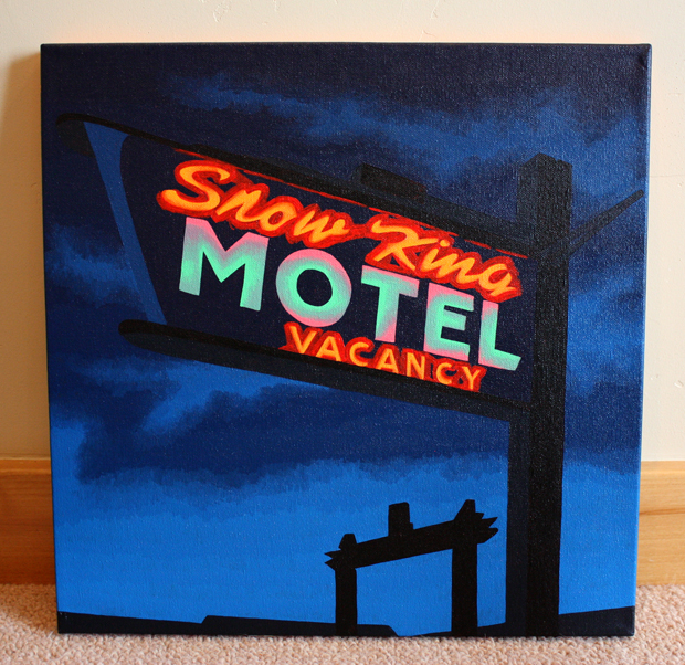620x602 Snow King Motel Glowing Neon Sign Painting Borbay - Neon Sign Painting