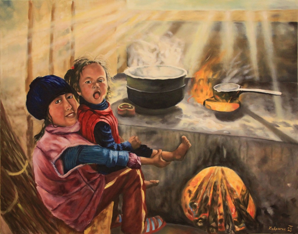 1000x787 Nepali Sisters From Tonglu - Nepali Painting