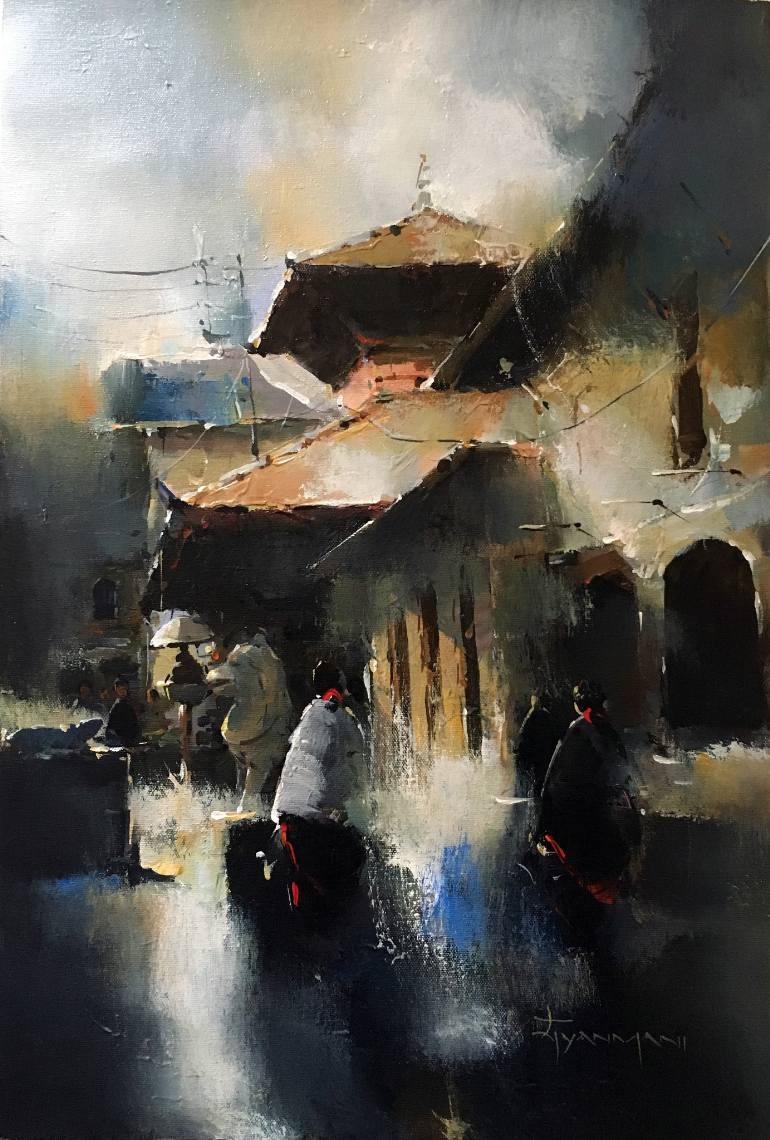770x1140 Saatchi Art Daily Life Of Women In Nepal Painting By Gyanmani Ray - Nepali Painting