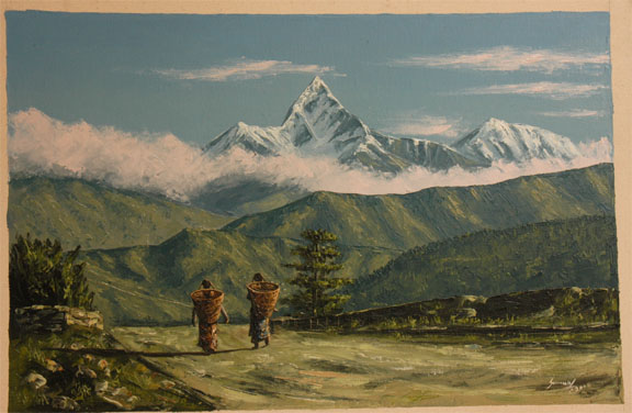 576x376 Nepal Paintings, 4 Corners Of The World - Nepali Painting