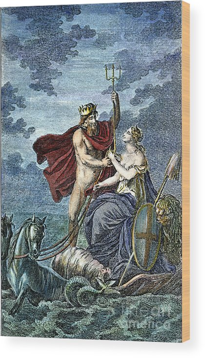 420x732 Neptune, Roman God Of Sea Wood Print By Granger - Neptune God Painting