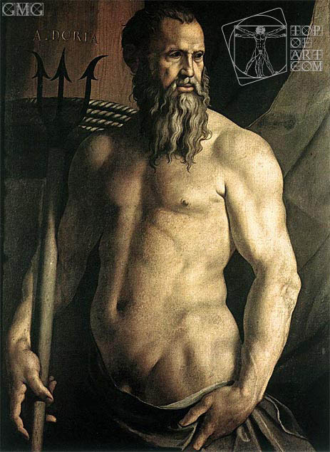 463x635 Portrait Of Andrea Doria As Neptune Bronzino Painting - Neptune Painting