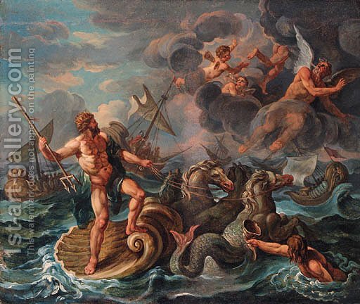 512x432 The Wrath Of Neptune (After) Charles Lebrun Reproduction 1st Art - Neptune Painting