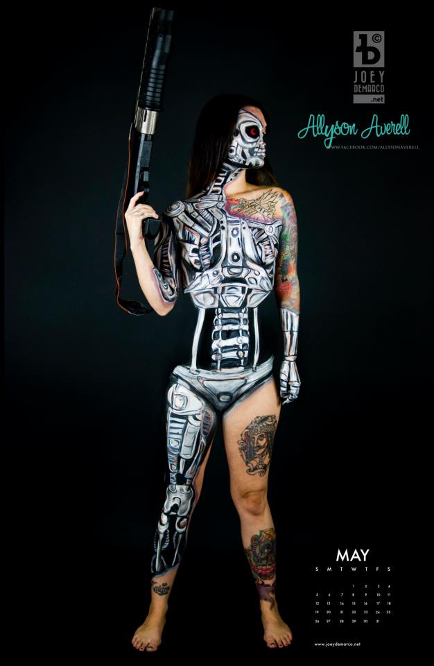 626x960 Shades Of Geek Body Paint Calendar 2013 May - Nerd Painting