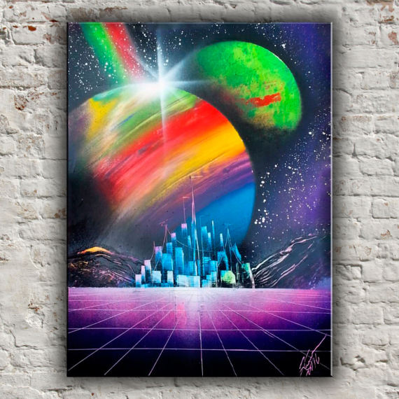570x570 Spray Paint Art Space Painting Nerd Art Geek Wall Art Scifi - Nerd Painting