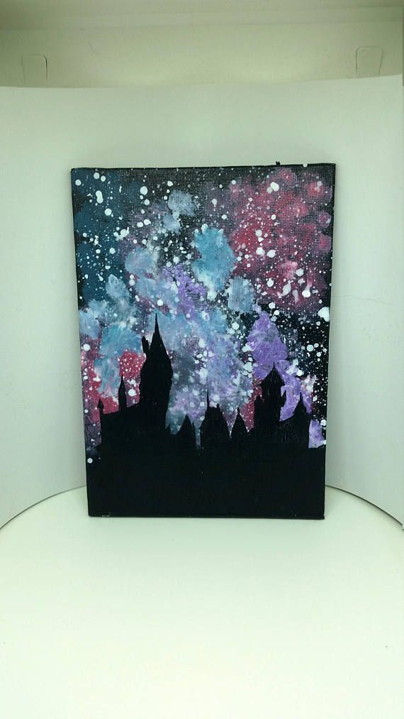 570x1013 Harry Potter Inspired Galaxy Castle Painting Nerdy Home Decor - Nerdy Painting
