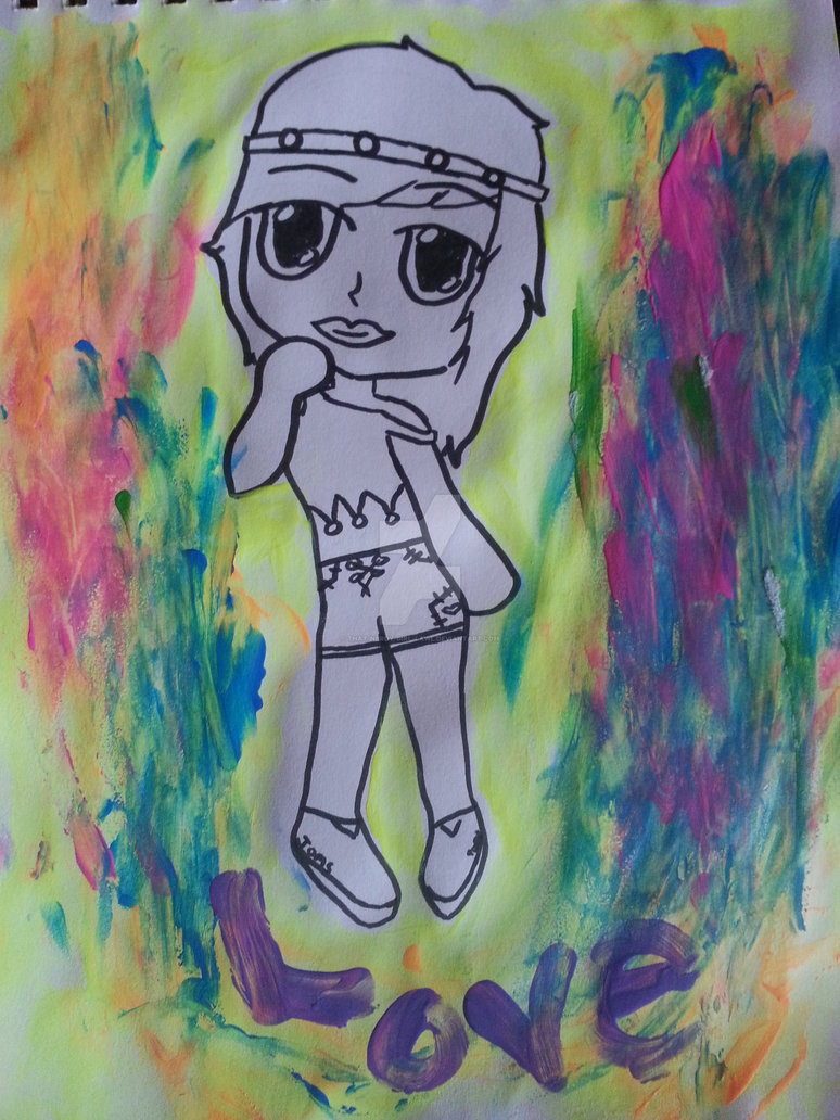 774x1032 Hippie Girl With Neon Paint By That Nerdy Girl Lawl - Nerdy Painting