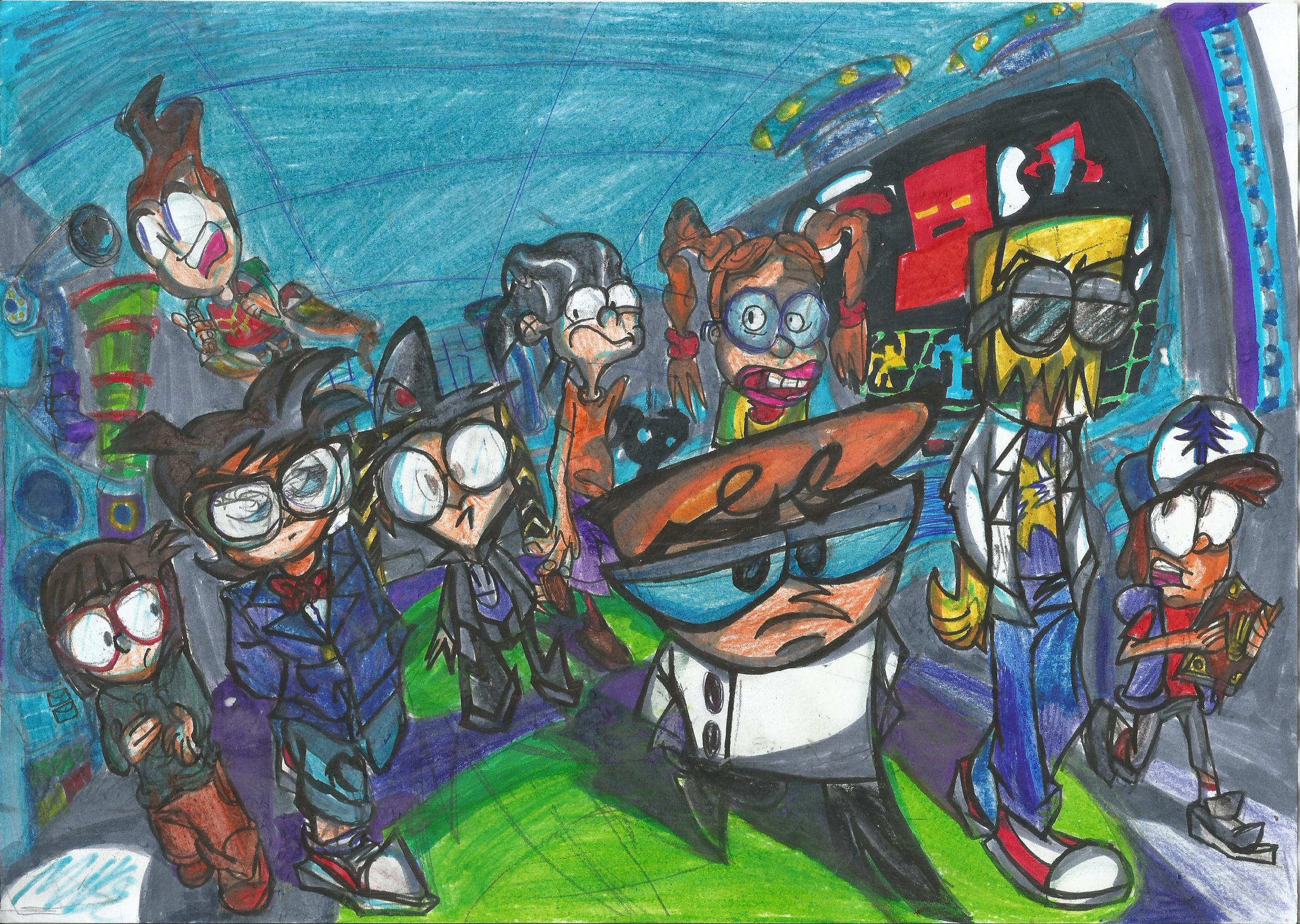 2338x1661 Nerdy Gang, Back To The Lab. By Mikedalytoons On Newgrounds - Nerdy Painting