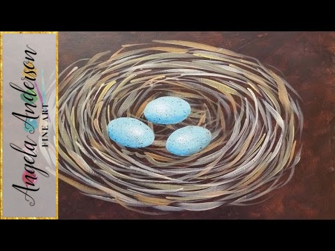 480x360 Easy Bird Nest Acrylic Painting Tutorial Free Beginner Art - Nest Painting