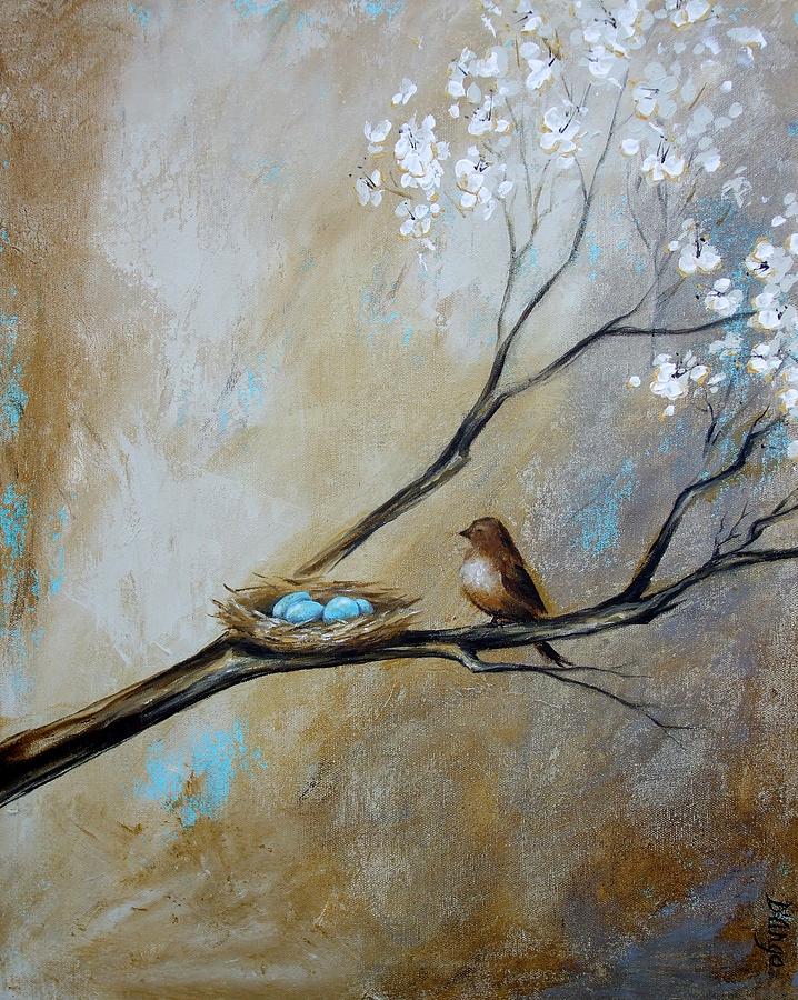 718x900 Fat Little Bird's Nest Painting By Dina Dargo - Nest Painting