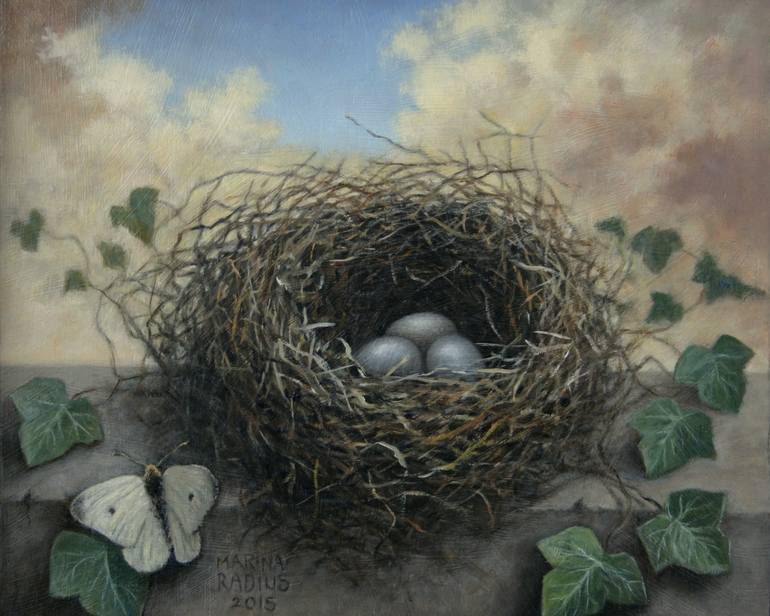 770x616 Saatchi Art Bird's Nest Painting By Marina Radius - Nest Painting