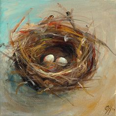 236x236 Two Egg Nest Painting By Cari Humphry Artist Egg - Nest Painting
