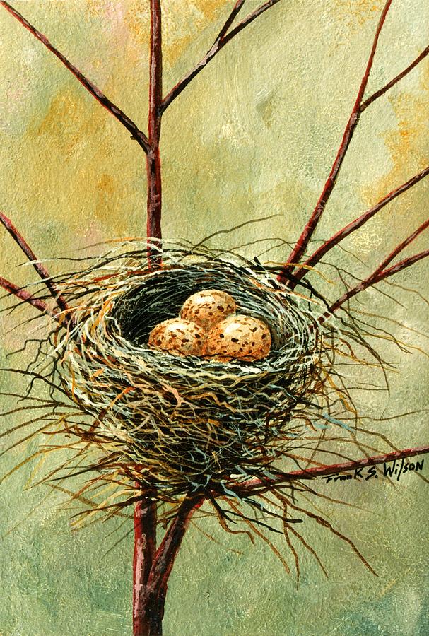 607x900 Bird Nest Painting By Frank Wilson - Nest Painting