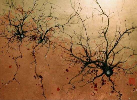 550x401 Traditional Japanese Neuron Paintings Greg Dunn - Neuron Painting