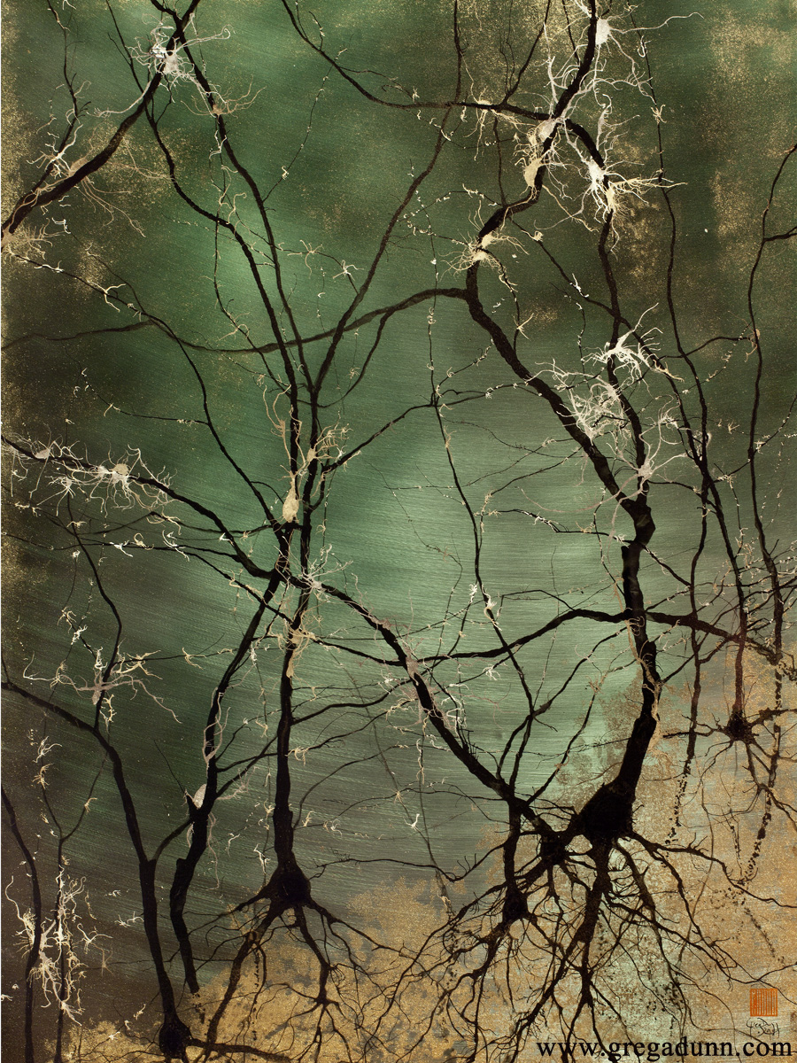 900x1200 Gold Leaf Greg Dunn Design - Neuron Painting