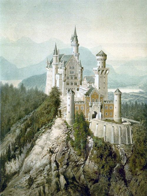 500x667 Adolf Hitler World War Ii - Neuschwanstein Castle Painting