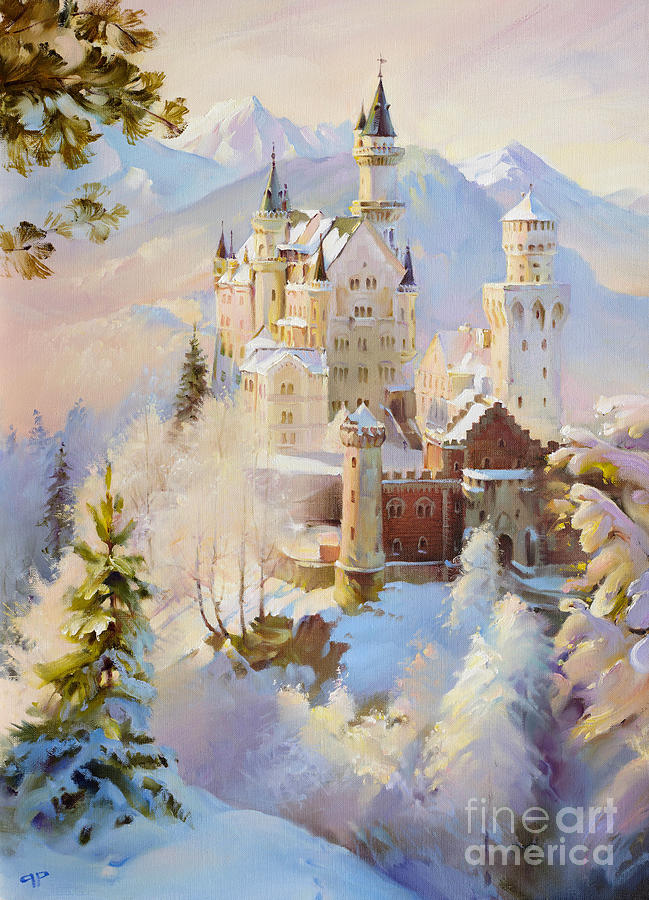 649x900 Neuschwanstein Painting By Roman Romanov - Neuschwanstein Castle Painting