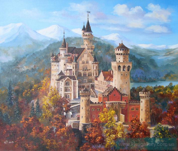709x603 Neuschwanstein Castle, Painting Of Modern Artist Borsuk Yurii - Neuschwanstein Castle Painting