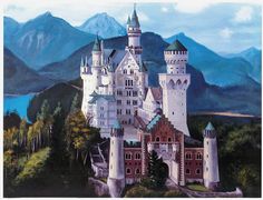 Neuschwanstein Castle Painting at PaintingValley.com | Explore ...
