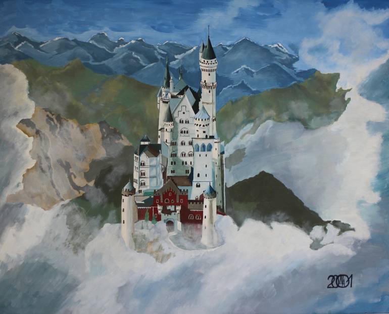 770x621 Saatchi Art Neuschwanstein Castle Painting By Attila Nagy - Neuschwanstein Castle Painting
