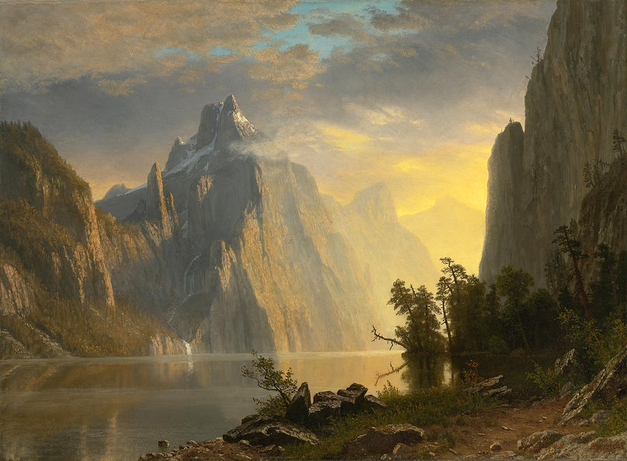 900x662 Lake In The Sierra Nevada Painting By Albert Bierstadt - Nevada Painting
